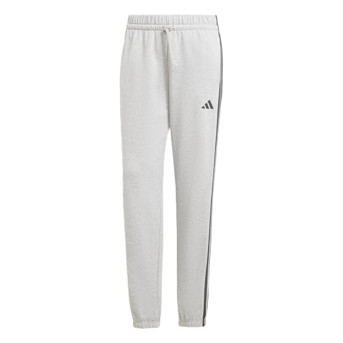 adidas Women’s Essentials 3-Stripes French Terry Cuffed Pants, Medium Grey Heather/Black