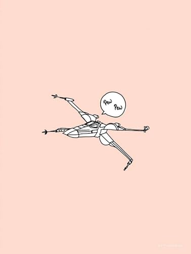 Komar Tableau mural Star Wars Pew Pew Pew - Dimensions : 30 x 40 cm (sans cadre) - Décoration pour chambre d'enfant, Beige, noir.