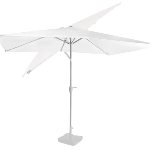 VONROC Sonnenschirm rechteckig 200x300 - Rechteckiger Sonnenschirm für Terasse, Garten, Balkon, Gastro - Knickbar, Kurbel, Wetterfest - Rapallo (Weiß)