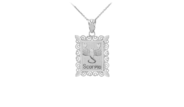 White Gold Scorpio Zodiac Sign Filigree 
