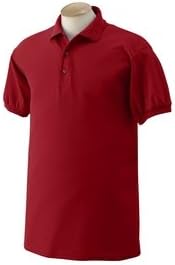 Custom embroidered mean face bowling ball design on polo shirt, mens S, cardinal red