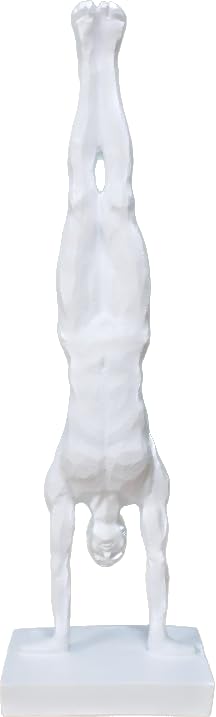 Venture Vehicles Ltd Interesting Posed Gymnastics Handstand Man | WHITE | Art Sculpture Ornament | Resin