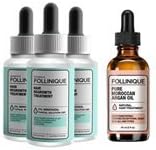 FOLLINIQUE – Hair ReGROWTH Treatment - 100% Pure Argan Oil 50% off– Fully FDA Approved - 2% Minoxidil –Clinically Proven Results in 2 months (Buy 2 Get 1)