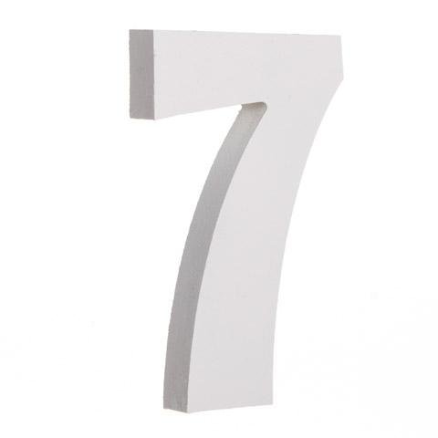 6" Classic Font White Color Wooden Number 7