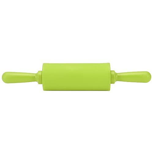Non-Stick Silicone Rolling Pin Dough Rollers for Baking and Rolling Dough with Wooden Handle for Home Kitchen Children Cake 9 Inch(Green)