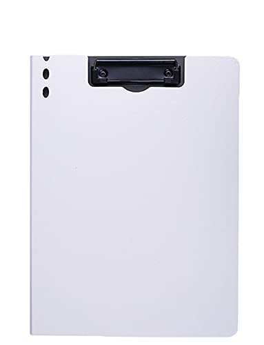 File Cover Folder Clipboard, Profile Clip File Folder, 360 Degree Flip Writing Pad, PP File Clipboard for A4 and Letter Size Business, Office, School Papers - Horizontal, White