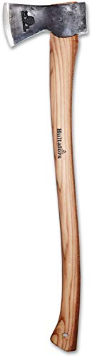 Handgeschmiedete Fällaxt QVARFOT 650mm I Hultafors I Geschmiedet in Schweden I 1260g Premium Axt mit Hickory Holzstiel I Skandi Schliff I Inkl. Leder-Klingenschutz I 841720