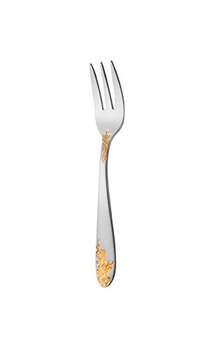 DANIALLI 20-Piece 24K Gold Plated Flatware Set For 4, Modern Imperial Design Silverware Set, 18 10 Stainless Steel Utensils Set of Golden Cutlery, Include Knife/Fork/Spoon, Dishwasher Safe