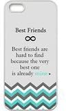 Case for iPhone 5 and 5S "Best Friend Are Hard to Find Because the Very Best One is Already Mine" Infinity Cyan and Gery Chevron Zigzag Design White Protective Case