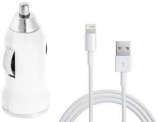 GummyCase Single Port Lightning Solid Glossy Car Charger with Lightning Cable Wire Cord for Apple iPhone iPhone X iPhone 8/7 iPhone 8 Plus/7 Plus iPhone 6/6s iPhone5, White