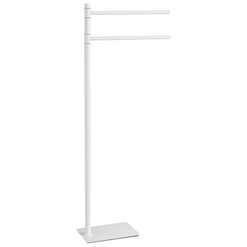 Gedy TRILLY 2 Arm Bathroom Standing Towel Rack, Matte White, Stainless Steel, 14 x 34 x 83.5 cm