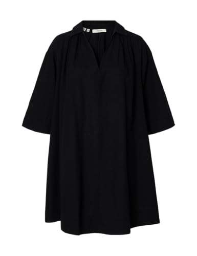 SELECTED WOMEN Slfluisa-Talia Linen Blend Dress Noos, Negro, 40 Mujeres