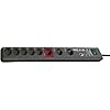 Brennenstuhl Secure-Tec Stekkerdoos 8-voudig met overspanningsbeveiliging en Main-Follow functie (stekkerdoos met 3m…
