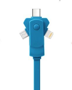 3-in-1 Lightning, USB-C, and Micro USB Charging Cable (Blue) by SwivelCord
