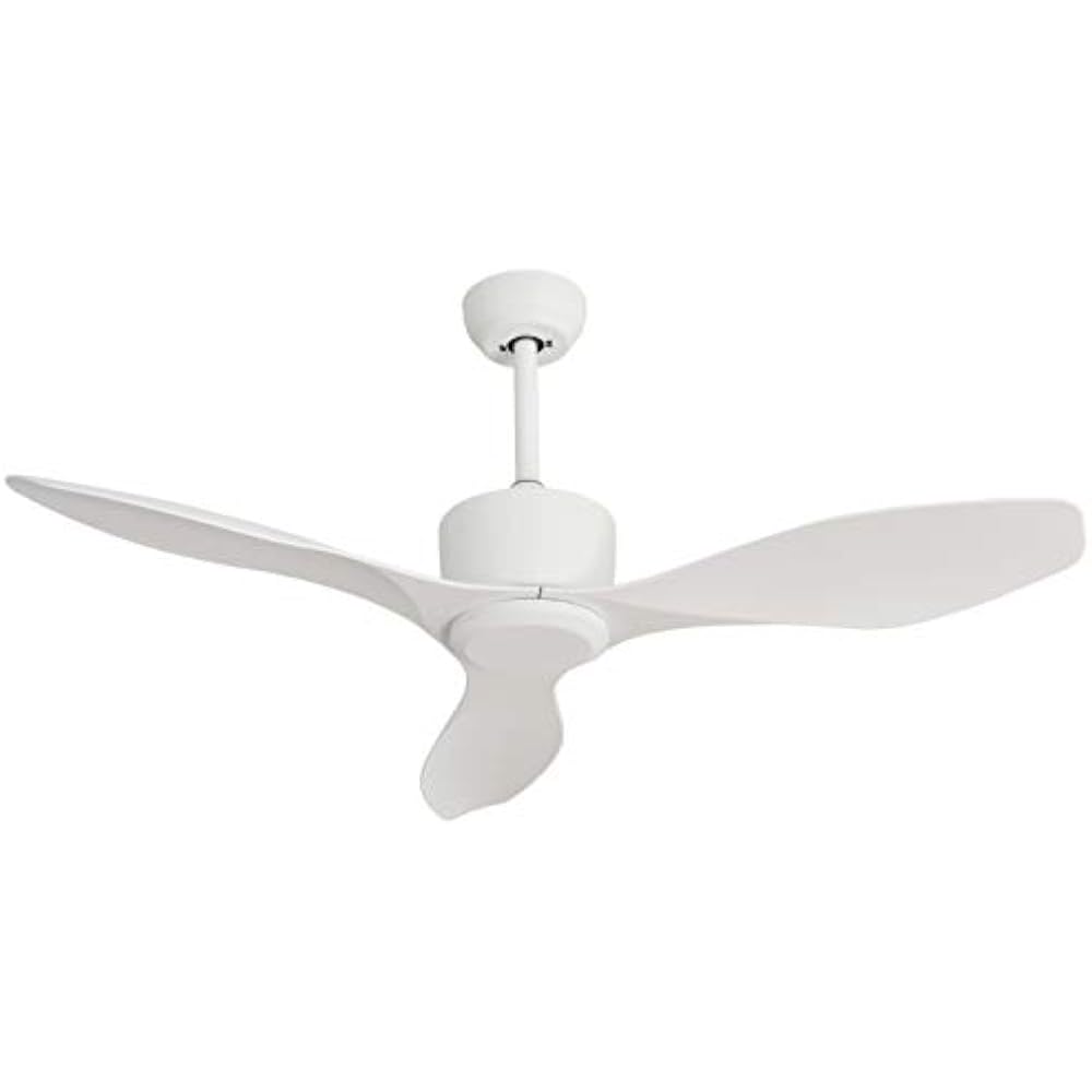 Low Profile White Ceiling Fan No Light Remote Control, Modern 3 ABS