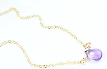 Tiny Delicate Amethyst Necklace, HIGH QUALITY 14K Gold Fill 18” inch, Dainty Amethyst Stone Pendant, Natural Amethyst
