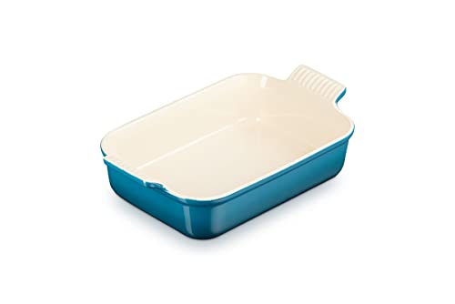 Le Creuset Rechteckige Auflaufform Tradition aus Steinzeug, 26 cm, 2.4 Liter, Deep Teal, 71102266420001