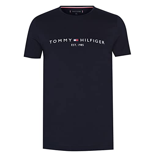 T-Shirt Manches Courtes Homme Core Tommy Logo Col Ras-du-Cou, Bleu (Sky Captain), M