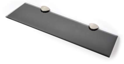 BSM Marketing 6mm Thick Toughened Black Glass Shelves With Large Chrome Finish Shelf Supports 2 size options 400mm by 150mm and 500mm by 100mm (500mm x 100mm)