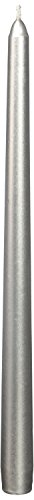 Zest Candle 12-Piece Taper Candles, 12-Inch, Metallic Silver
