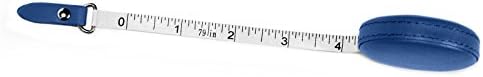 Leather Covered Retractable 79 Inch Fabric Tape Measure - Double Sided - Measure in Inches or Millimeters - Hidden Push Button Retracts Tape (Blue)