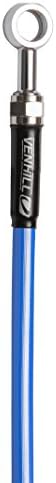 Venhill YAM-6017R Braided Stainless Steel Rear Brake Line for Yamaha R6 2003-2005 - Blue w/Chrome Banjos and Bolts