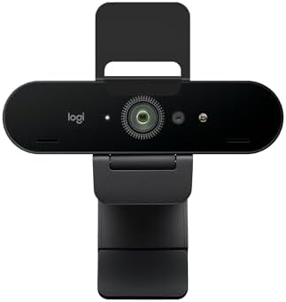 Logitech Brio 4K Webcam, Video Calling, Noise-Cancelling mic, HD Auto Light Correction, Wide Field of View, Works with Microsoft Teams, Zoom, Google Voice, Google Meet, PC/Mac/Laptop/MacBook/Tablet