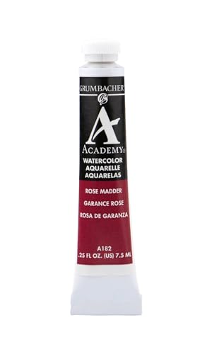 Grumbacher Academy Watercolor Paint, 7.5ml/0.25 Ounce, Rose Madder Hue (A182)