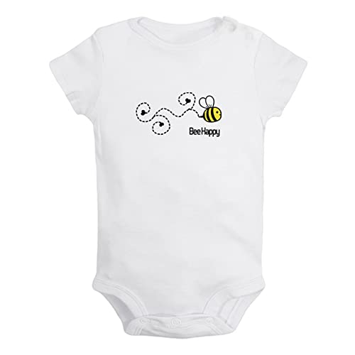 Bee Be Happy Funny Romper, Newborn Baby Bodysuits, Infant Jumpsuits, Kids Short Clothes, Novelty Graphic Outfits