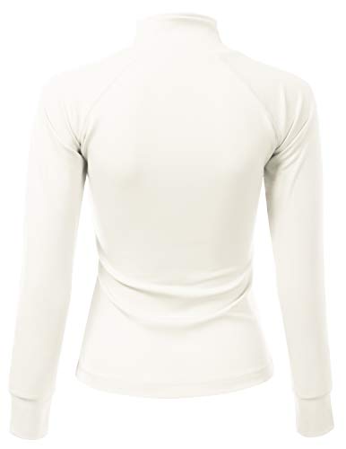 Doublju Womens Active Slim Fit Full Zip Jacket with Thumb Holes White Large