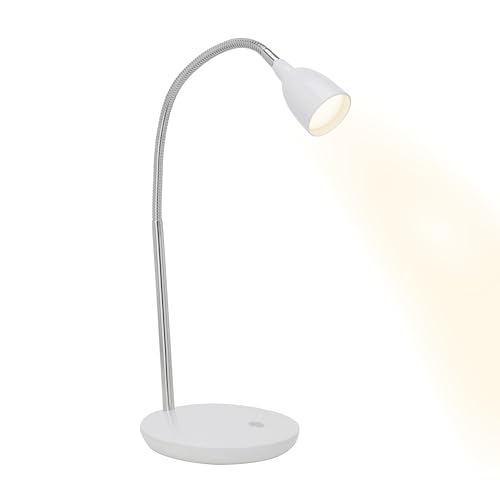 BRILLIANT Lampe Anthony LED Tischleuchte eisen/weiß | 1x 2.4W LED integriert, (200lm, 3000K) | Mit Druckschalter an der Basis