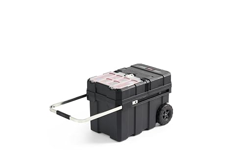 Keter Box with Locking System Removable Bins – Perfect Organization Storage Chest for Power Drill, Tape Measure, and Screwdriver Set, schwarz