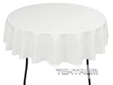TEKTRUM 70 INCH ROUND POLYESTER TABLECLOTH - THICK/HEAVY DUTY/DURABLE FABRIC - WHITE COLOR