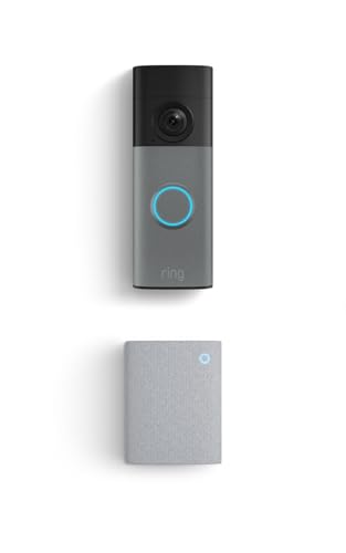 Ring Battery Doorbell (newest model), Speckled Gray with Chime (newest model), White