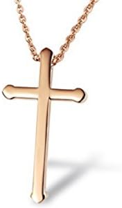 Tyzon1 Fashion Design Rose Gold Cross Stainless Steel Pendant Necklace