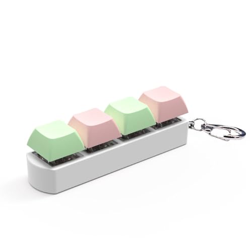 Keyboard Fidget, 4 Button Fidget Keyboard Keychain Without Lights, Stress Relief Keyboard Keyring Clicker Fidget Decompression Gift for Adults Boys Girls