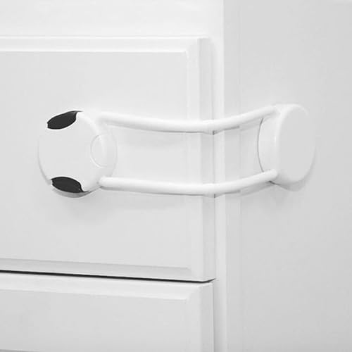Qdos Safety Adhesive Flexible Multi-Lock | White | Use on Cabinets, Furniture, Toilets, Appliances - Dishwashers, Microwaves, Washers, Dryers - Simple One Handed Triple-Lock - Damage-Free Removal