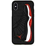 iPhone Xs Max Case, Jordan 11s 3D Textured Sneaker Shockproof Protective Grippy Case (Breds (Red))