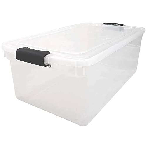 Homz Multipurpose 66 Quart Clear Storage Container Tote Bins with