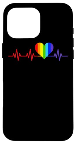 Gay EKG Pulse Heartbeat Pride Flag And Queer LGBTQ Rainbow Case for iPhone 16 P…