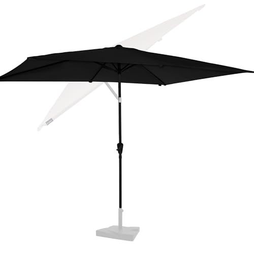 VONROC Sonnenschirm rechteckig 200x300 - Rechteckiger Sonnenschirm für Terasse, Garten, Balkon, Gastro - Knickbar, Kurbel, Wetterfest - Rapallo (Schwa
