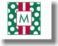 Paparte Note Cards (708 Red and Green Stripe Initial)