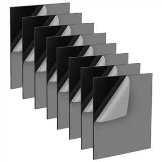 QEEYON 8 Pcs Black Acrylic Sheets, 1mm Black Gloss Acrylic Plastic Sheet Panel with Protective Paper for Sign DIY Craft Cutting Painting Photography Display Stand(A5,21x 14.8cm)