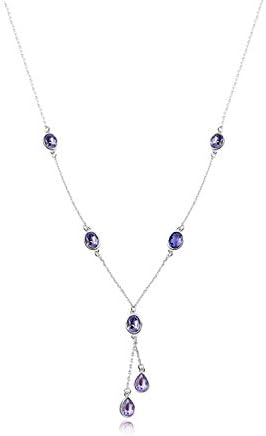 LXIANGP Necklace for Women,Elemental Crystal Necklace Drop-Shaped Pendant Clavicle Chain Female Gift Box Packaging Chain Length 40cm+5cm