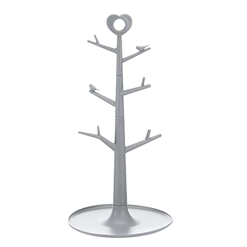 Mug Holder Tree - Removable Organizer Rack Stand With Hooks for Countertop Home Storage (Grey)