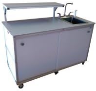 Monsam FSC-002 Food Service Cart with Serving Shelf &amp; Portable Self Contained Sink44; White