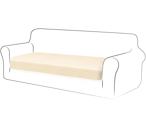 TIANSHU Velvet Stretch Cushion Cover Sofa Cushion Slipcover Furniture Protector Sofa Seat Cover for Couch 1 Piece Velvet Cushion Covers for Sofa(Sofa,Ivory)