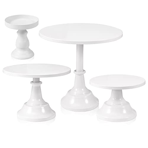 4 Pcs White Cake Stand Set Round Metal Cake Stands