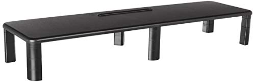 Adjustable XL Dual Monitor Stand - Big 39" Long by 11" Deep. Ample Space for 2 Monitors or Printer, Books & More. Riser for Ultimate Storage Organization with Slot for Phone or Tablet