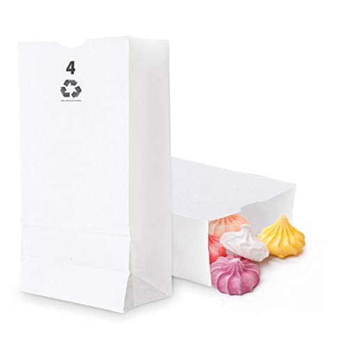 Stock Your Home 4 Lb White Paper Bags (250 Count) Eco Friendly White